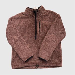 Burgundy sweater. Looks good and is comfortable.